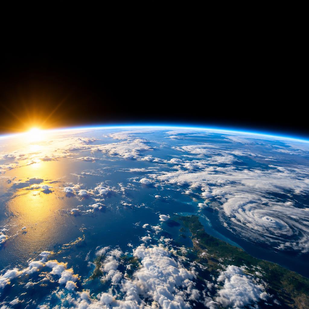 Earth and its blue horizon from orbit